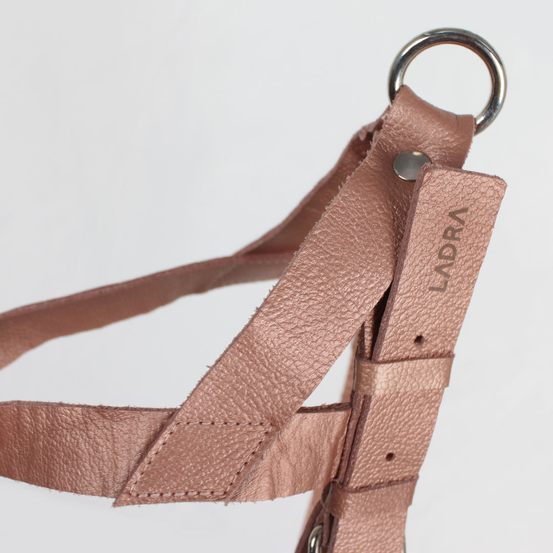 Pechera Para Perro en cuero cobre rosa Brillante - Imagen 6